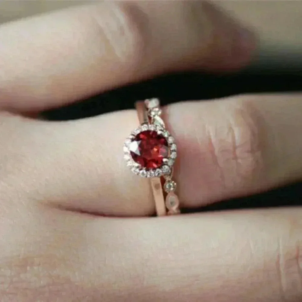 New 14k Rose Gold Over Sterling Silver Ruby Sapphire Set